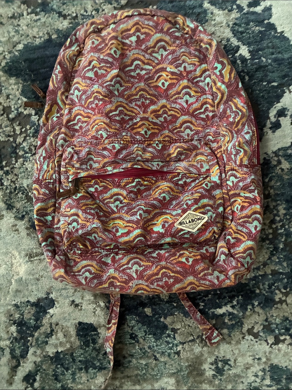 Billabong Maroon Multi-Pattern Backpack